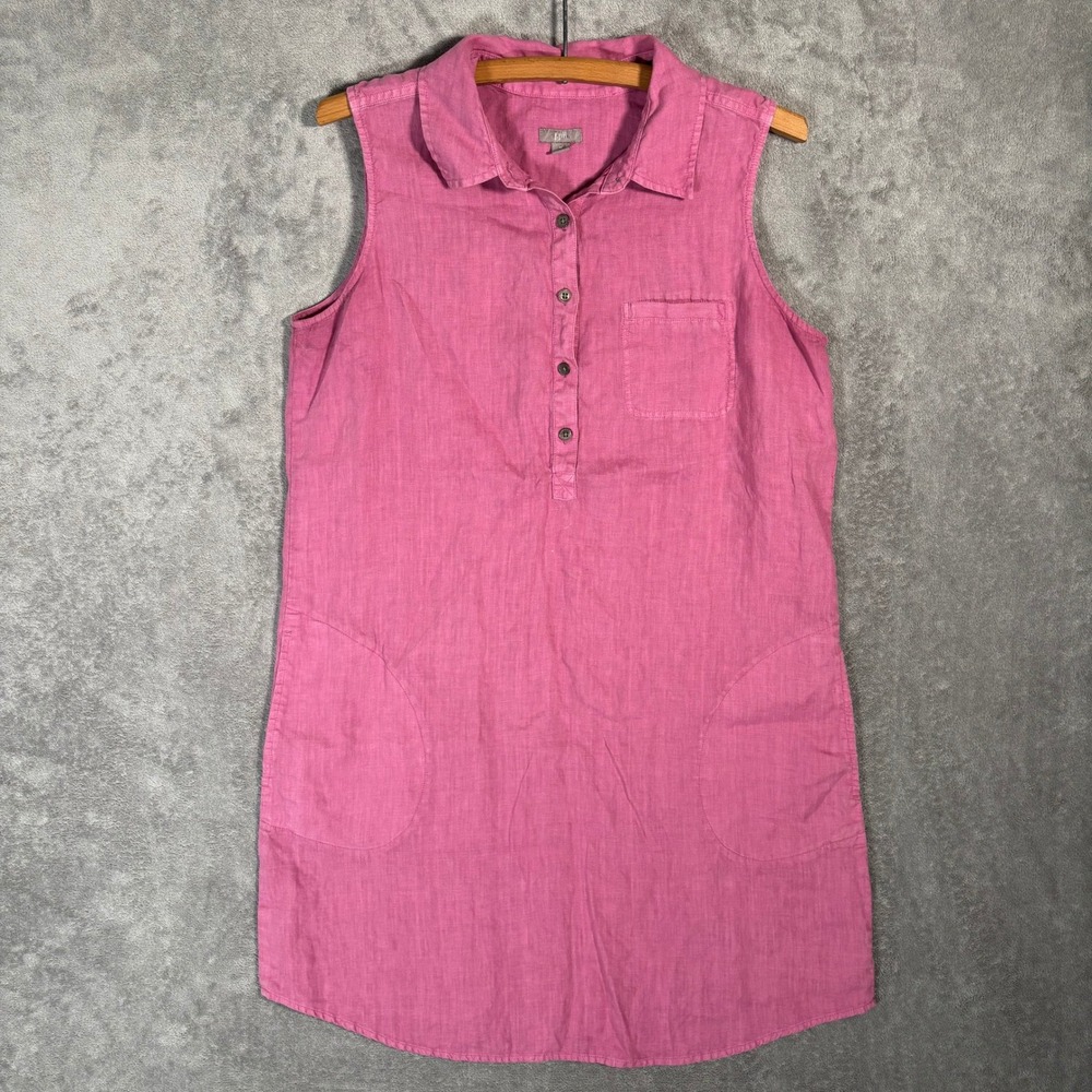J. Jill Womens Pink 100% Linen Sleeveless Button Tunic Mini Dress Medium Coastal